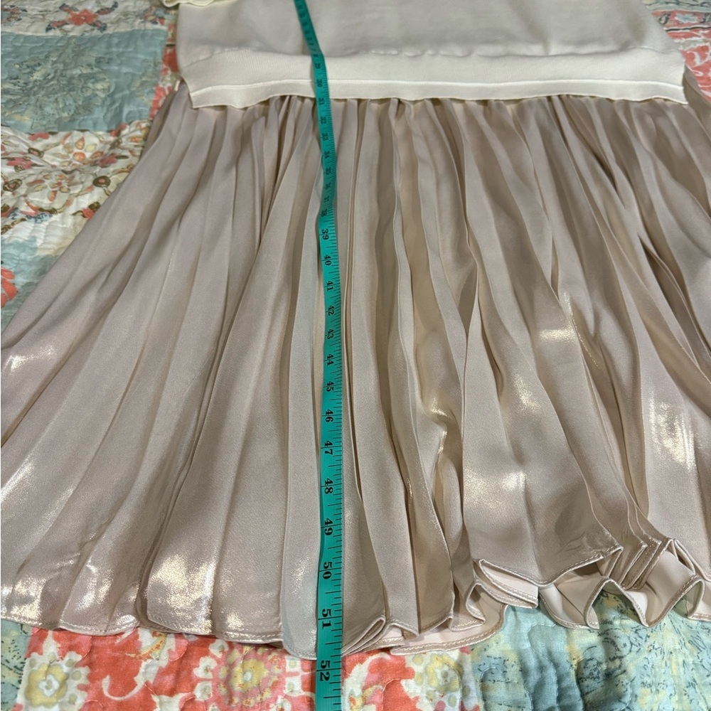 Anthropologie Ivory Long-Sleeve Pleated Twofer Sweater Maxi Dress size L Preppy - Picture 14 of 15